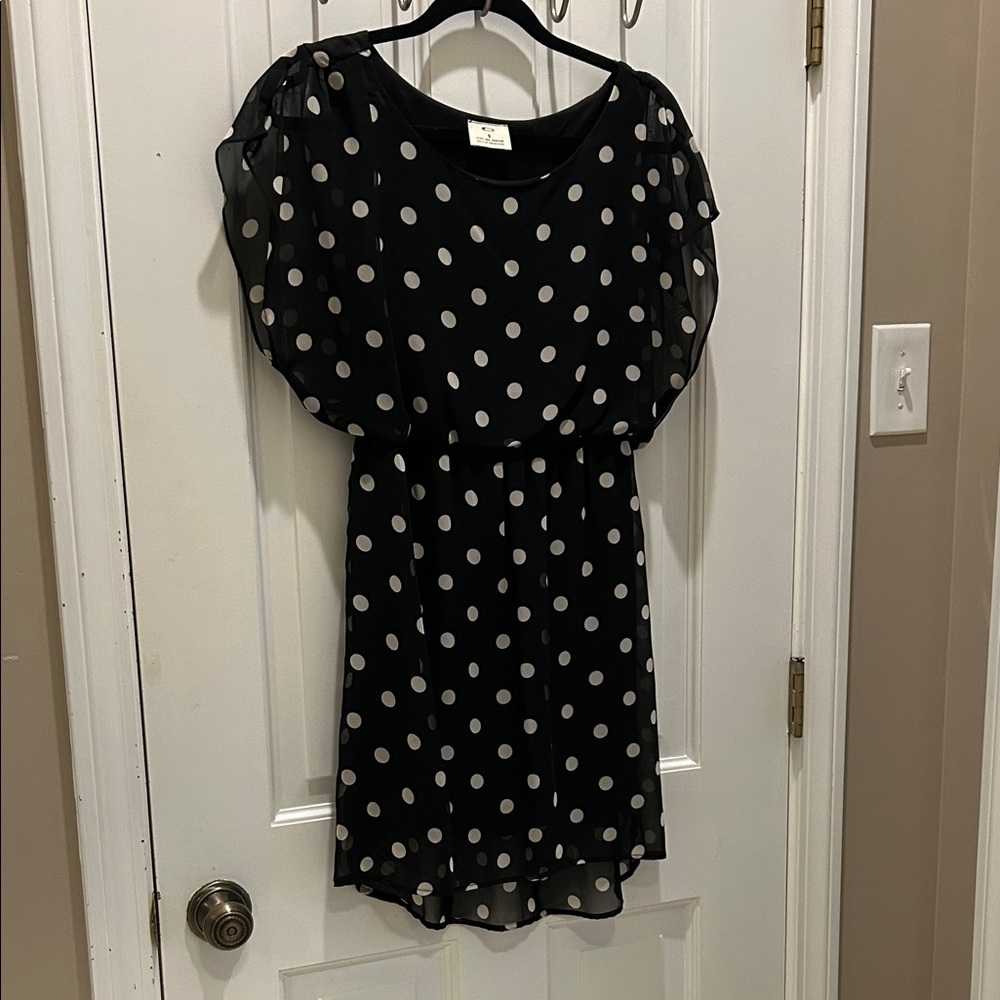 Pins & Needles Black Dress with White Dots